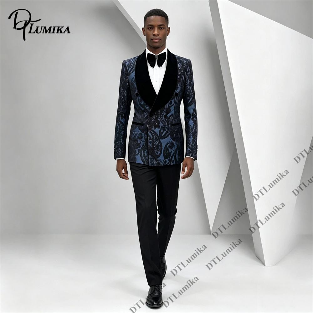 Men Formal Wear Office - Two Pieces Paisley Jacquard Tuxedo Suit
