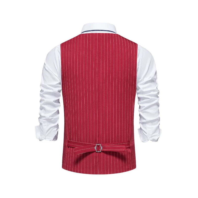 2026 New Red Striped Suit Vest - Men'S Formal Wear Waistcoat ulasan dan harga