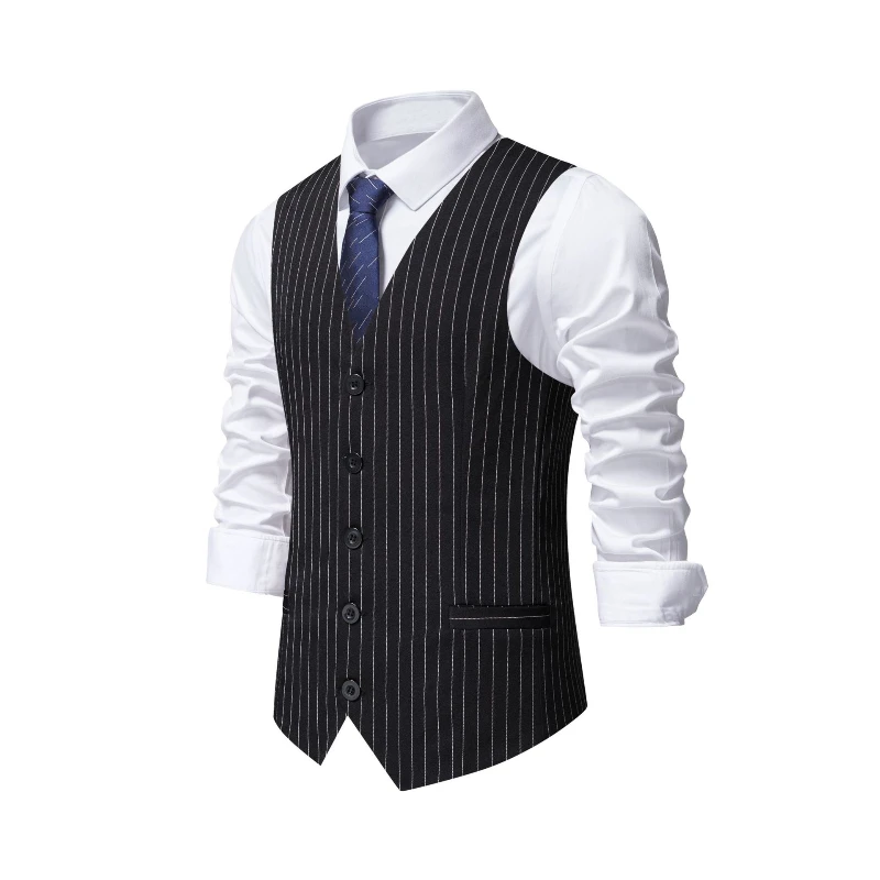 2026 New Red Striped Suit Vest - Men'S Formal Wear Waistcoat ulasan dan harga