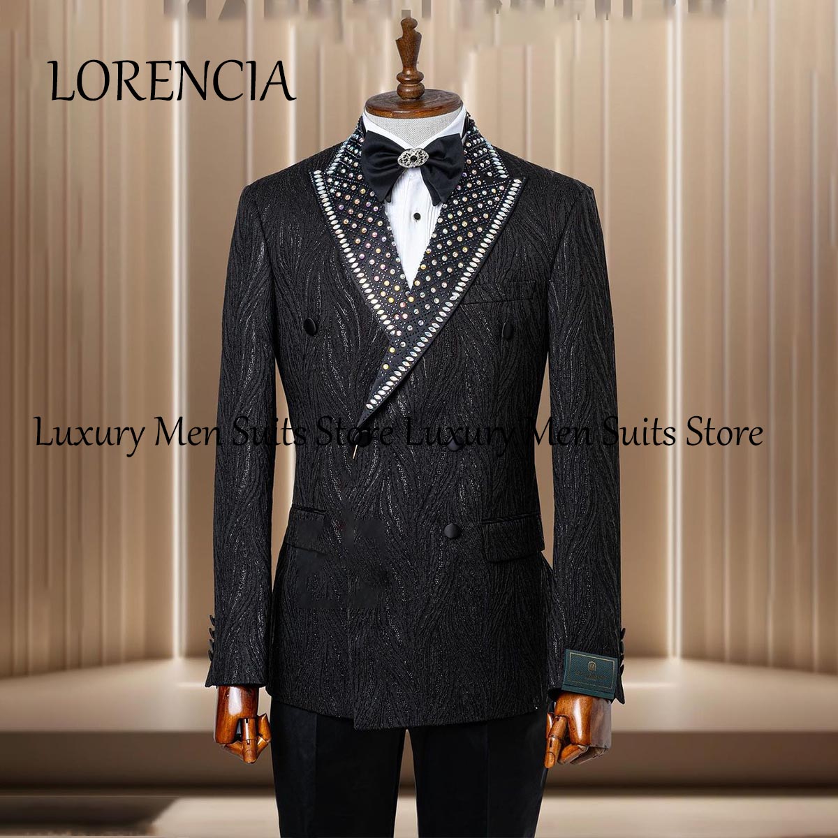 Luxury Crystals Beaded Lapel T - Men Formal Wear Wedding ulasan dan harga