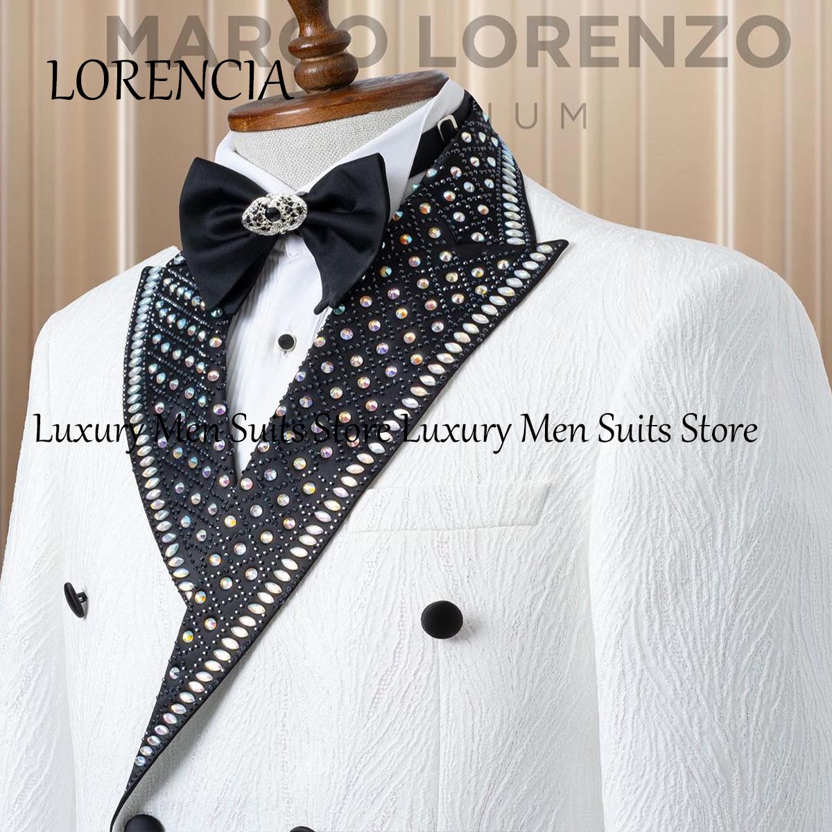Luxury Crystals Beaded Lapel T - Men Formal Wear Wedding ulasan dan harga