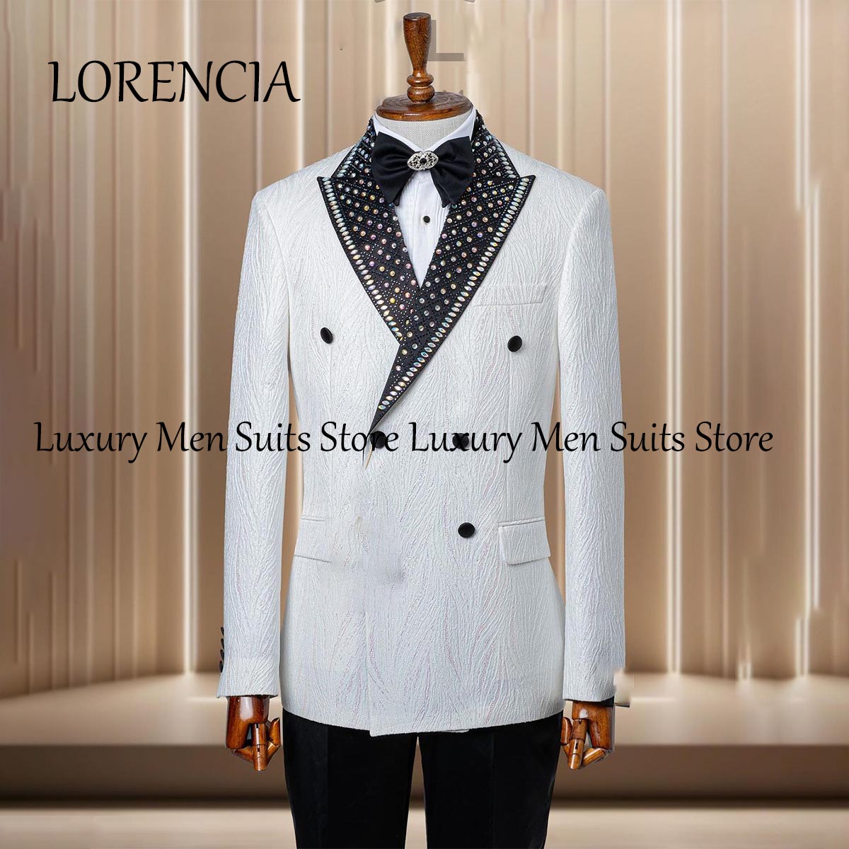 Luxury Crystals Beaded Lapel T - Men Formal Wear Wedding ulasan dan harga