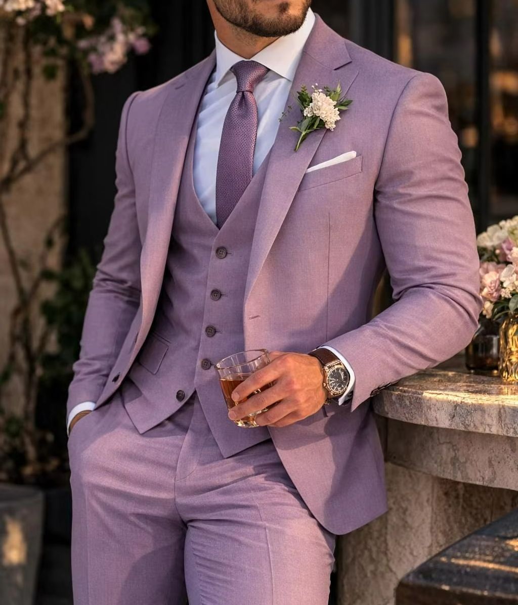 Lavender 3 Piece Men's Suit Li - Men'S Formal Wear Waistcoat ulasan dan harga
