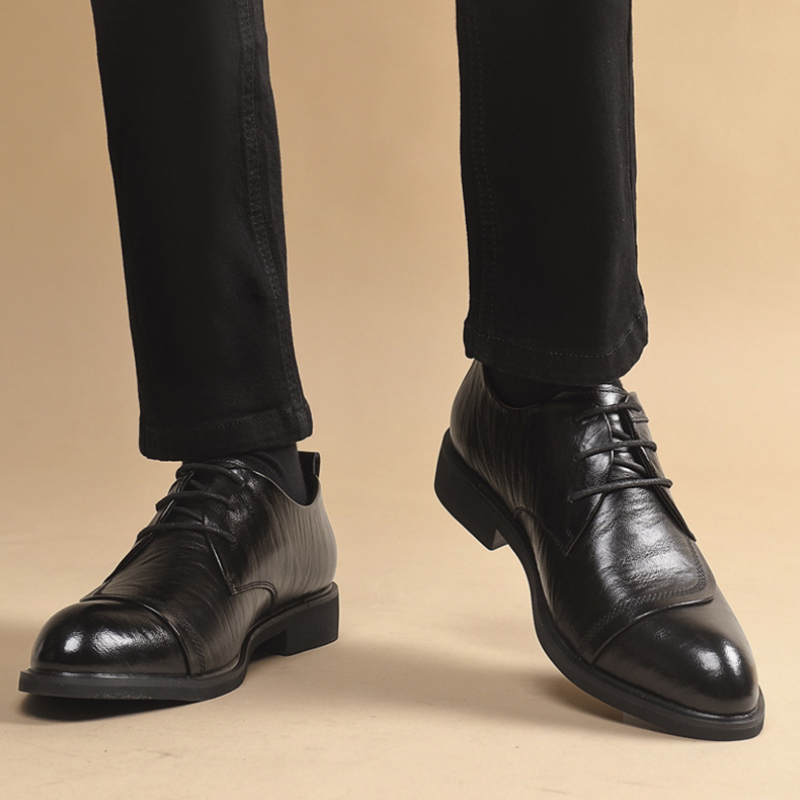 Leather Oxford Shoes With Meta - Men Formal Wear Office ulasan dan harga