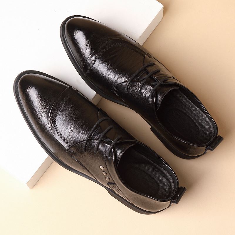 Leather Oxford Shoes With Meta - Men Formal Wear Office ulasan dan harga