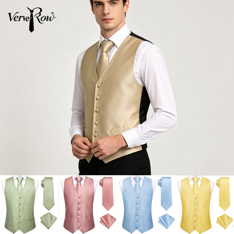 VerveRow Men Solid Satin V‑Nec - Pocket Square Set ulasan dan harga
