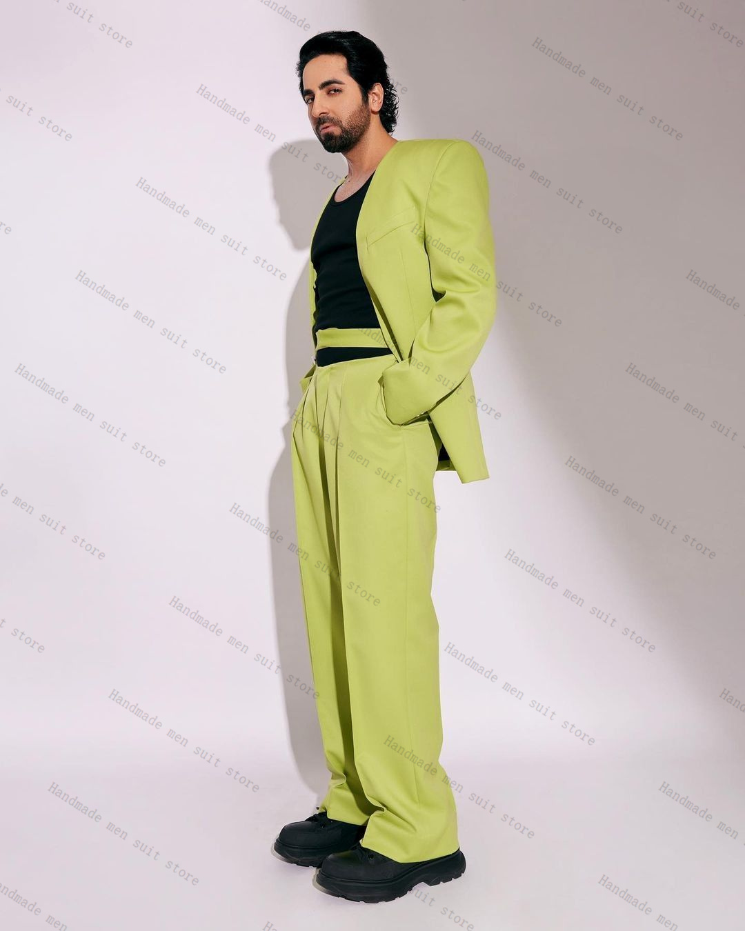 Fashion Green Men Suit Set 2 P - Men Formal Wear With Coat ulasan dan harga