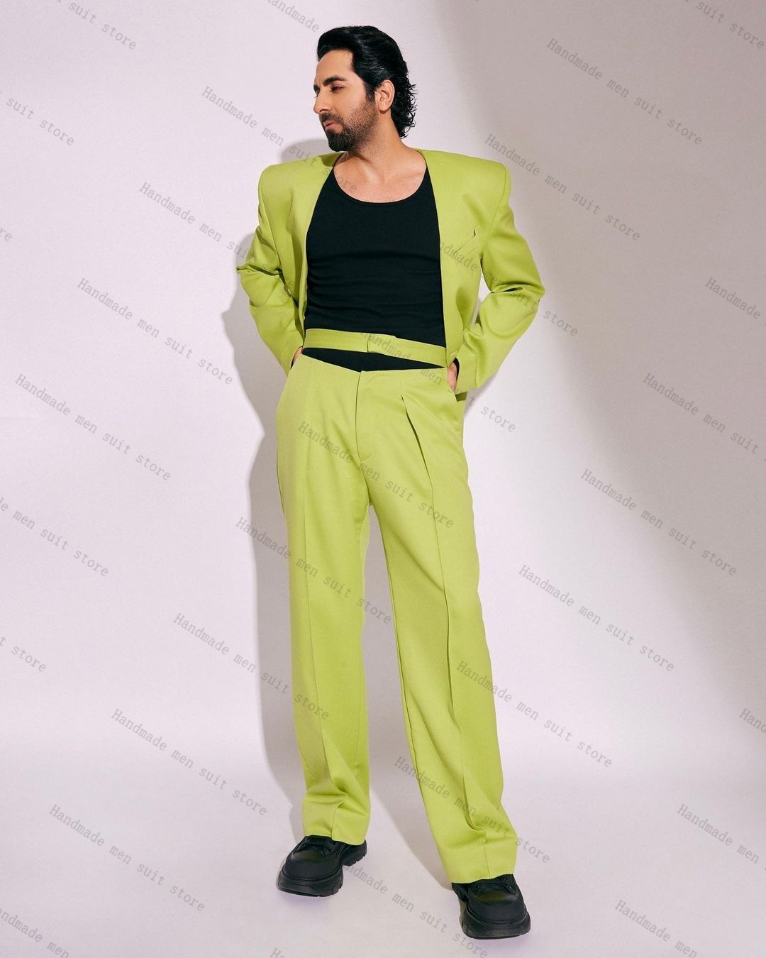 Fashion Green Men Suit Set 2 P - Men Formal Wear With Coat ulasan dan harga