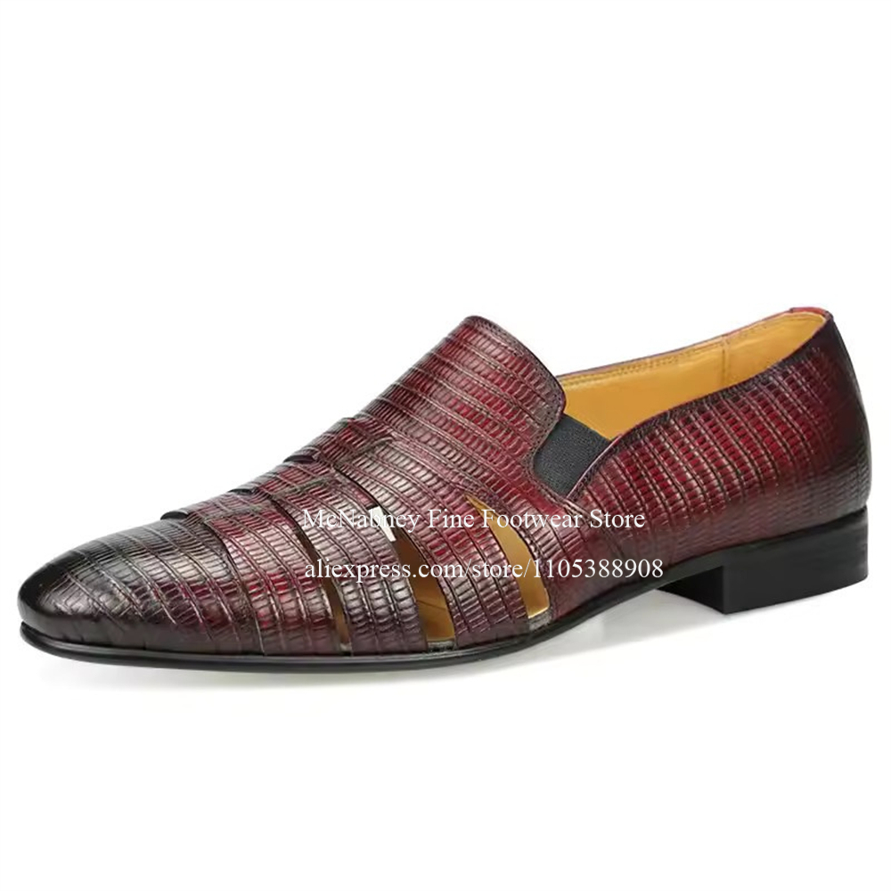 Breathable Cutout Burgundy Bla - Men Formal Wear Wedding ulasan dan harga