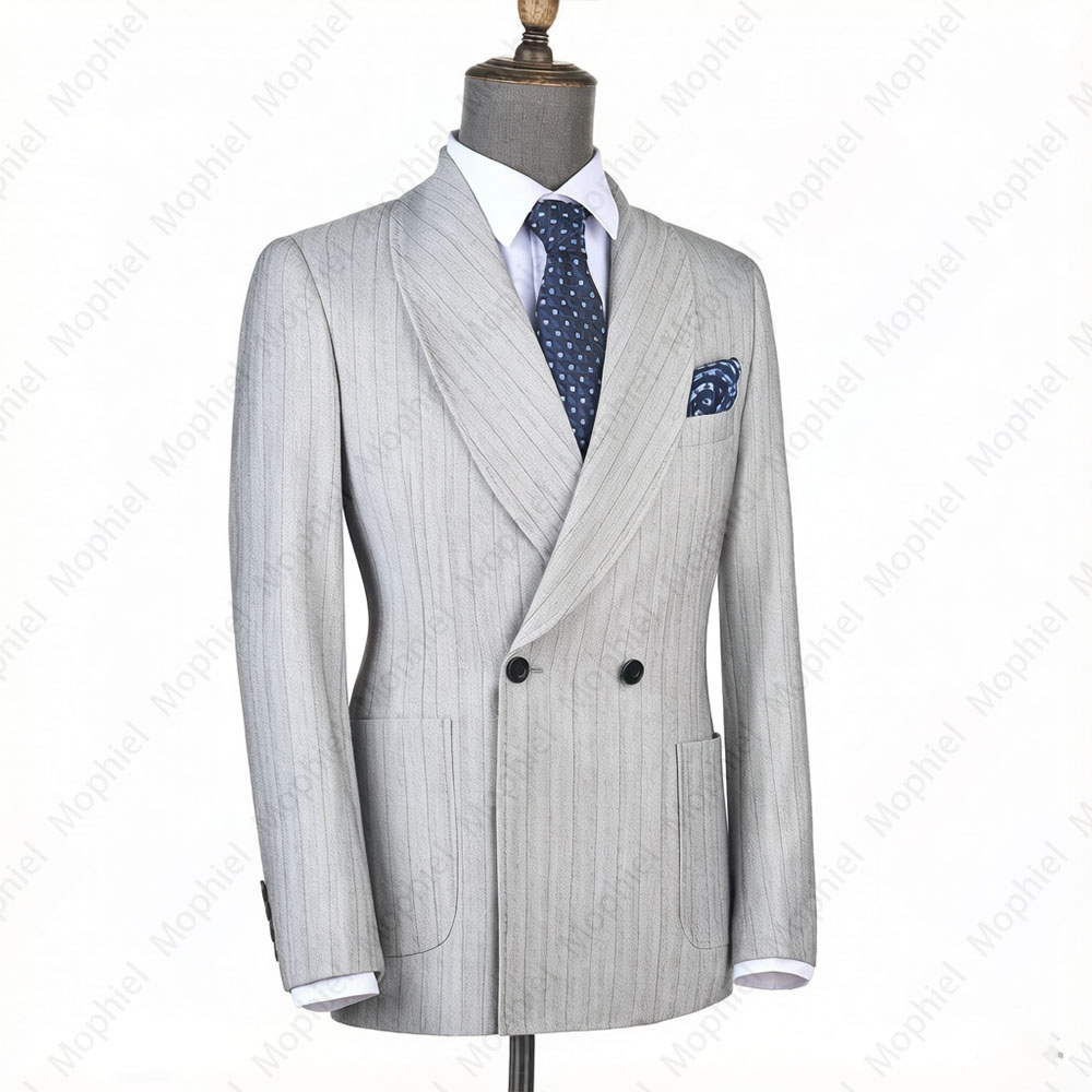 Mophiel Light Grey Men Suits S - Men Formal Wear Wedding ulasan dan harga