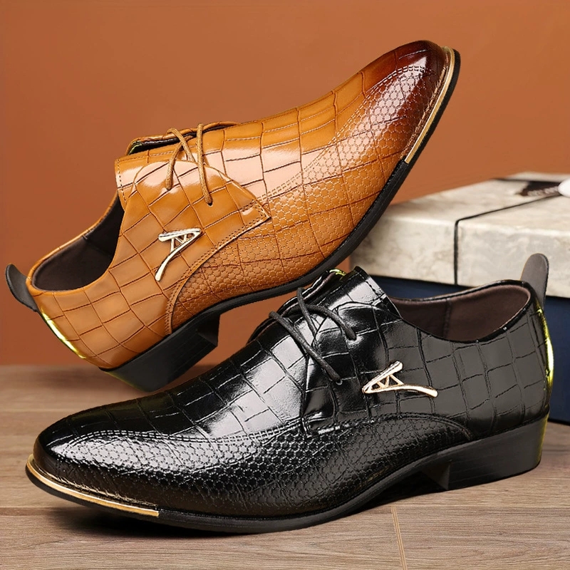 Fashion PU Leather Shoes Men B - Young Men Formal Wear ulasan dan harga