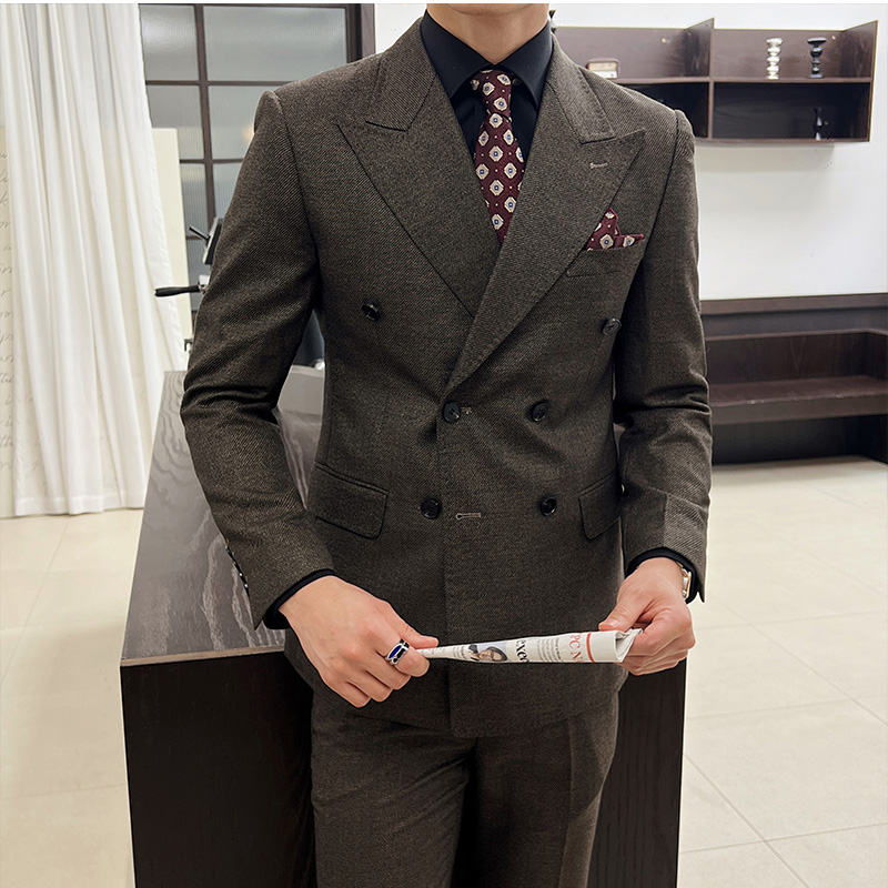 Men Vintage Luxury Double Brea - Men Formal Wear Wedding ulasan dan harga
