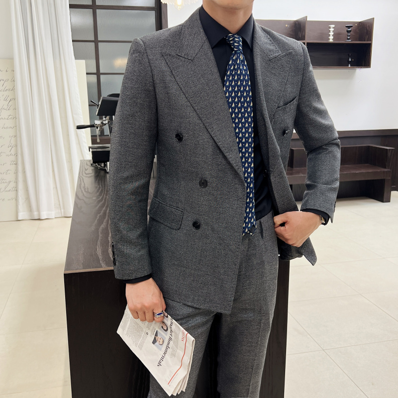 Men Vintage Luxury Double Brea - Men Formal Wear Wedding ulasan dan harga