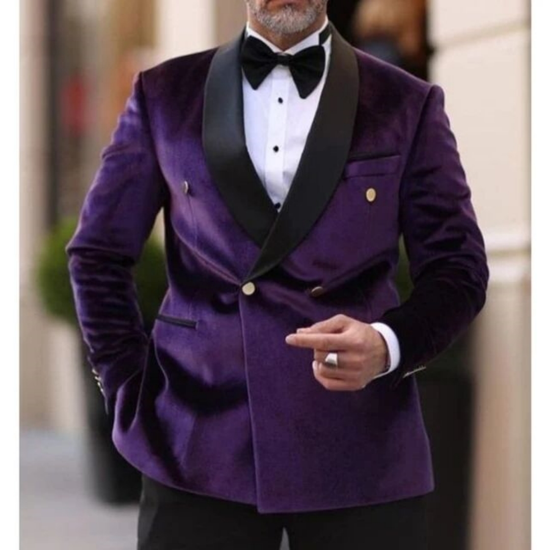 XS-6XL Velvet Wedding Men Suit - Men Formal Wear With Coat ulasan dan harga