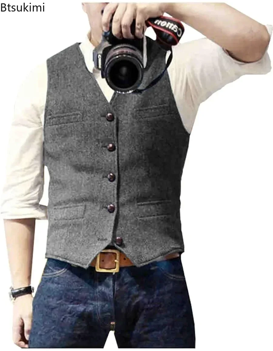 2026 Men's Vintage V Neck Suit - Men'S Formal Wear Waistcoat ulasan dan harga