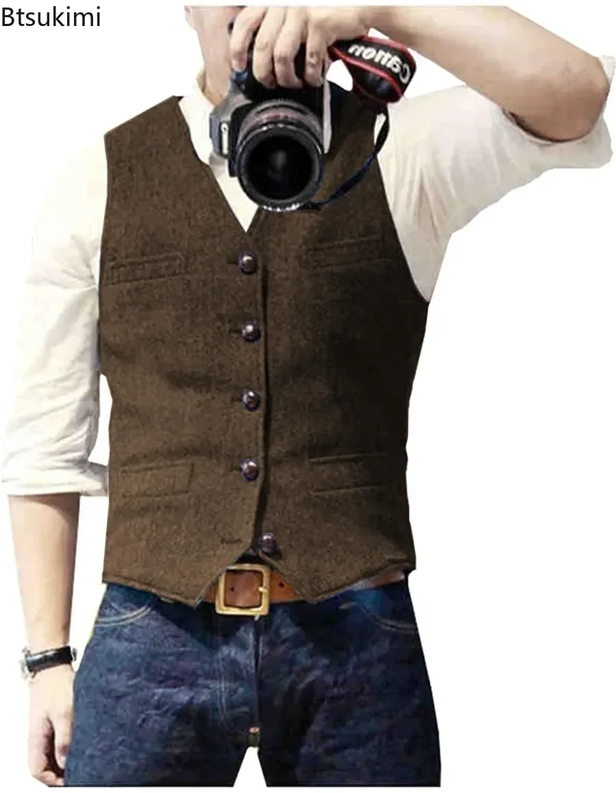 2026 Men's Vintage V Neck Suit - Men'S Formal Wear Waistcoat ulasan dan harga