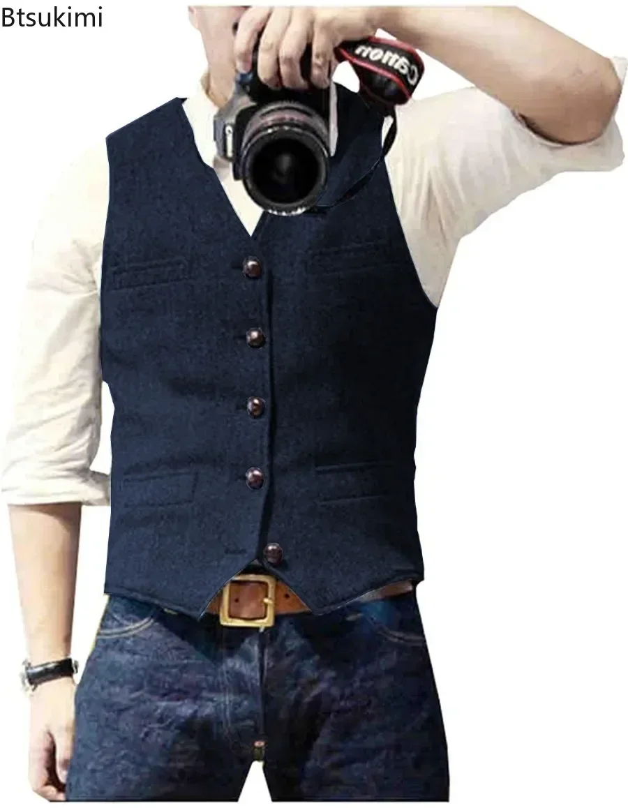 2026 Men's Vintage V Neck Suit - Men'S Formal Wear Waistcoat ulasan dan harga