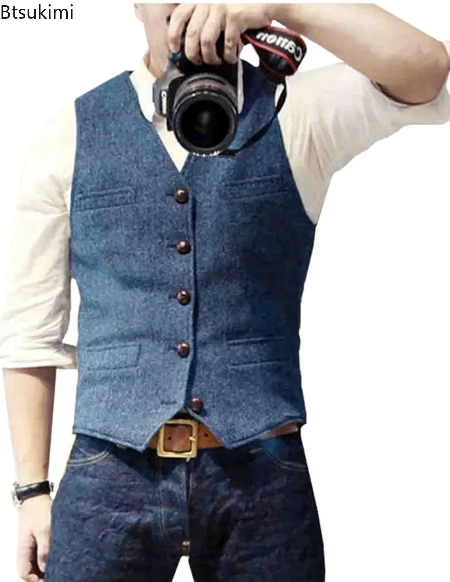 2026 Men's Vintage V Neck Suit - Men'S Formal Wear Waistcoat ulasan dan harga