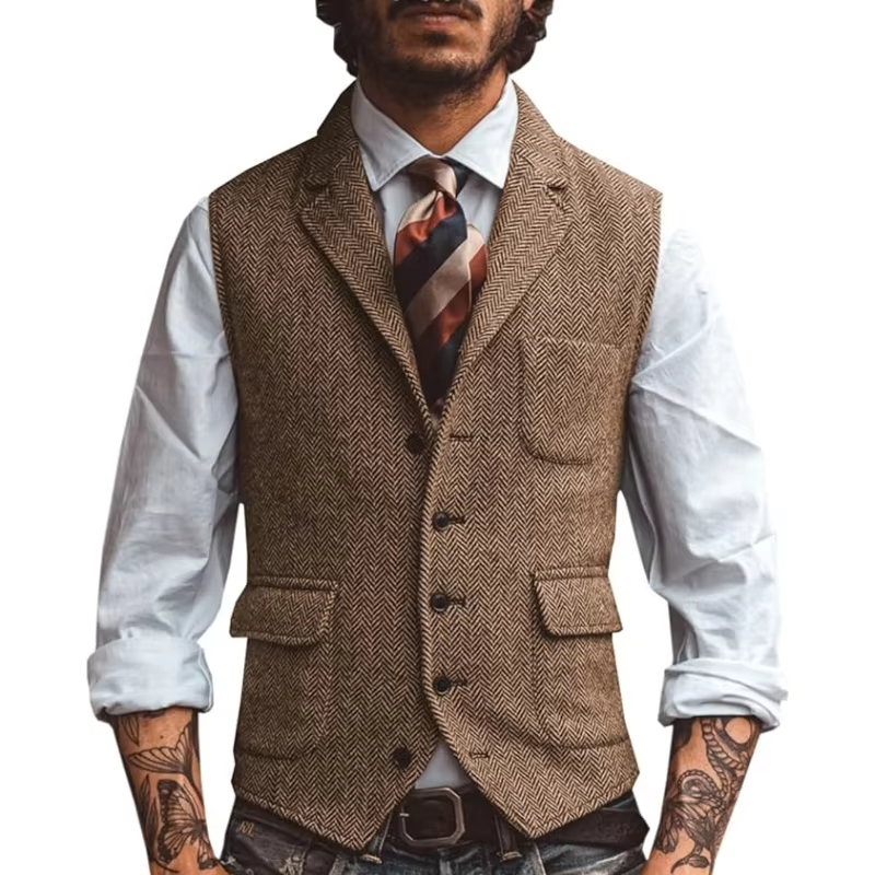 Retro Tweed Men's Vest Herring - Men'S Formal Wear Waistcoat ulasan dan harga