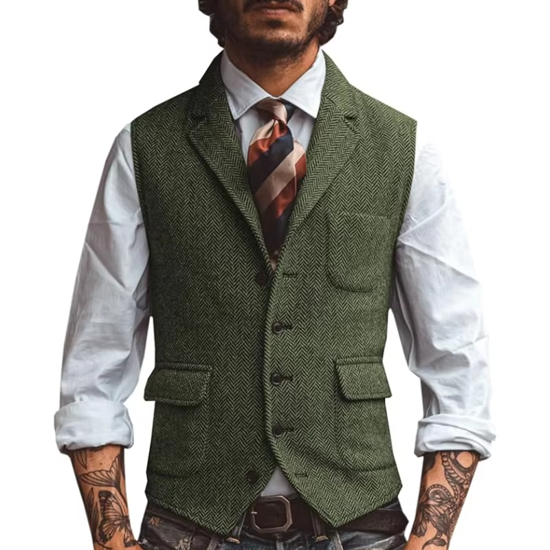 Retro Tweed Men's Vest Herring - Men'S Formal Wear Waistcoat ulasan dan harga