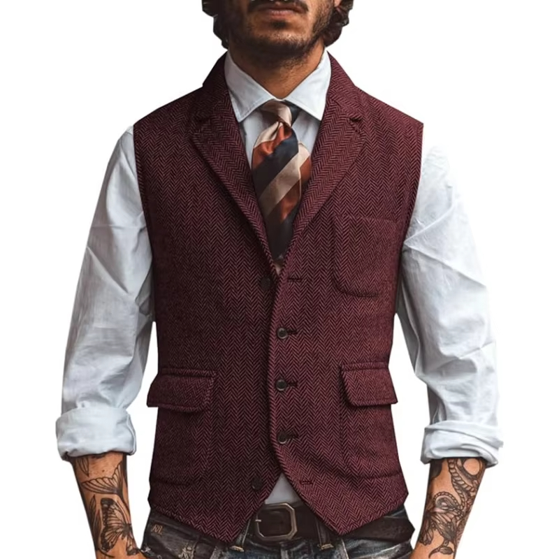 Retro Tweed Men's Vest Herring - Men'S Formal Wear Waistcoat ulasan dan harga