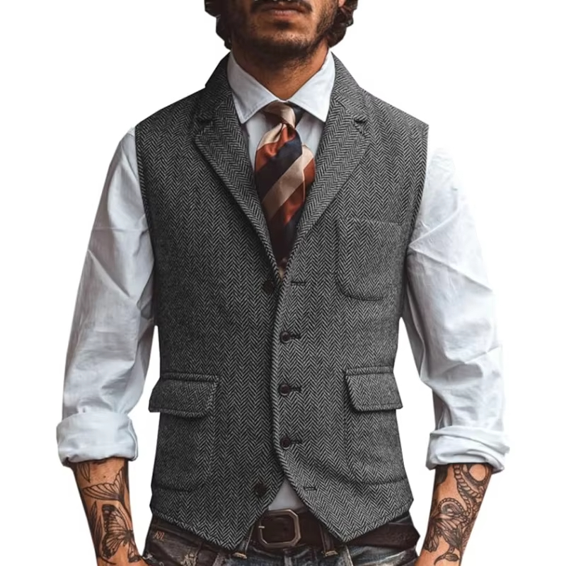 Retro Tweed Men's Vest Herring - Men'S Formal Wear Waistcoat ulasan dan harga
