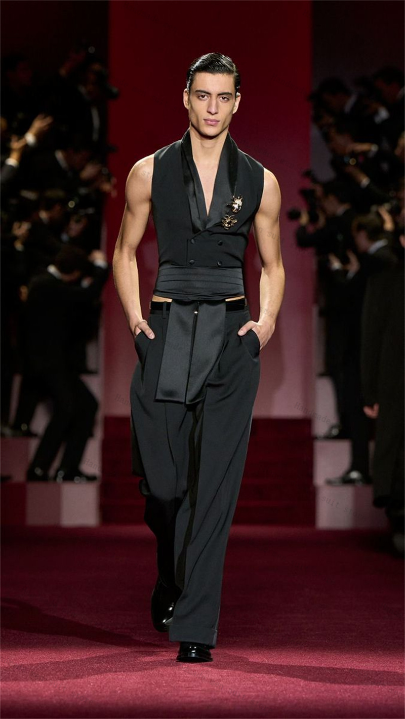 Black Men Suits 2 Piece Vest+P - Men'S Formal Wear Waistcoat ulasan dan harga