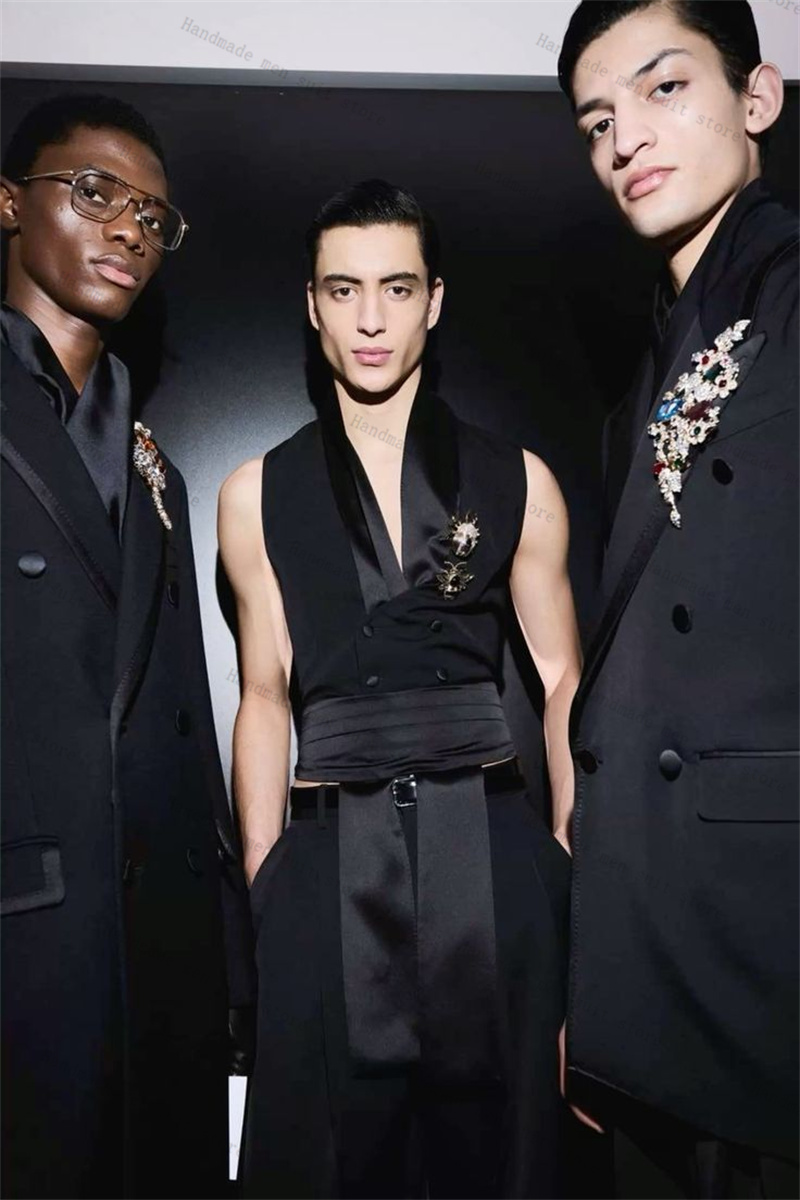 Black Men Suits 2 Piece Vest+P - Men'S Formal Wear Waistcoat ulasan dan harga