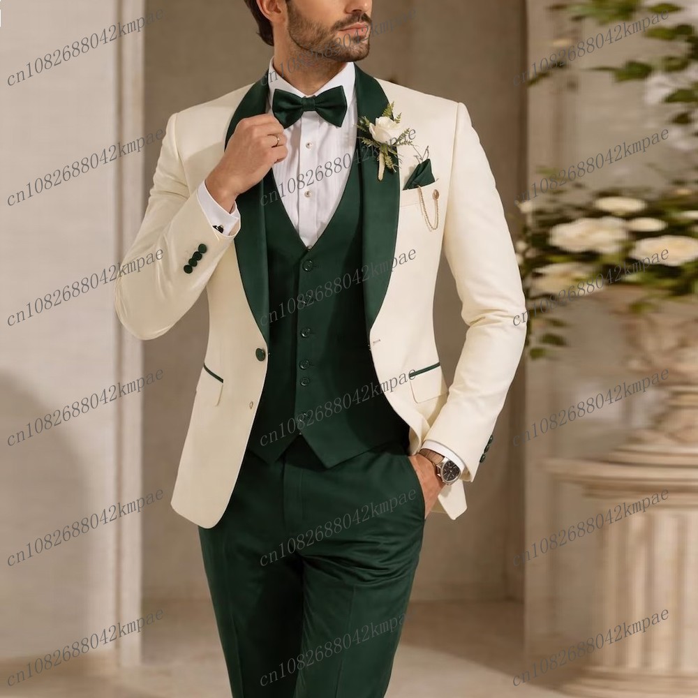 New Ivory And Dark Green Forma - Men Formal Wear Wedding ulasan dan harga