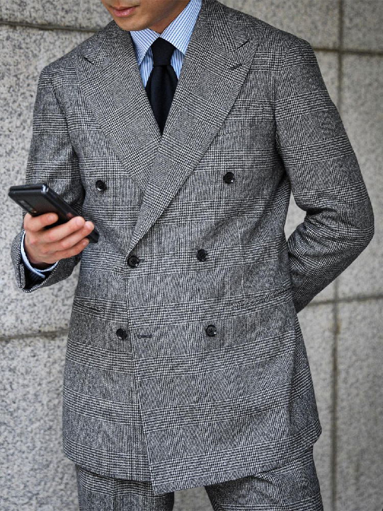 Business Plaid Men Suit 2 Piec - Men Formal Wear Wedding ulasan dan harga