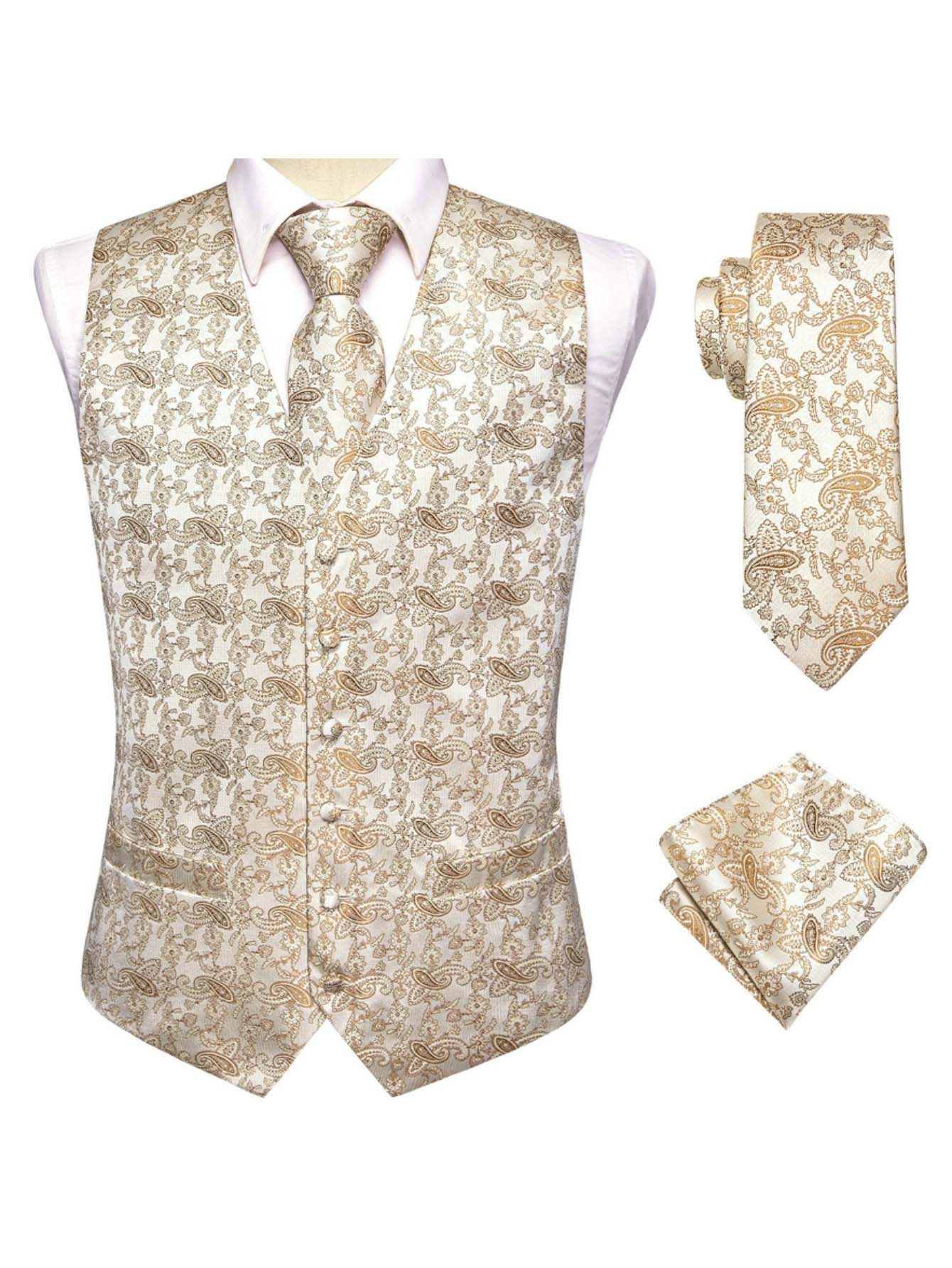 Apricot Men Vest Three-Piece S - Pocket Square Set ulasan dan harga