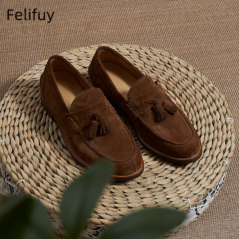 New Brown Men Flat Loafers Cow - Men Formal Wear Wedding ulasan dan harga