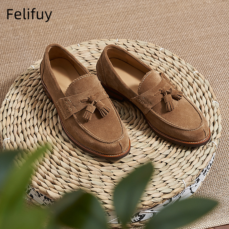 New Brown Men Flat Loafers Cow - Men Formal Wear Wedding ulasan dan harga
