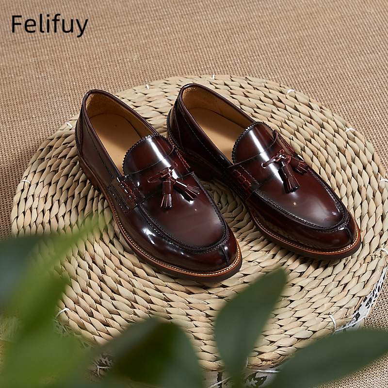 New Brown Men Flat Loafers Cow - Men Formal Wear Wedding ulasan dan harga