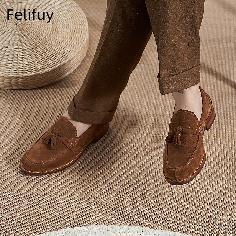 New Brown Men Flat Loafers Cow - Men Formal Wear Wedding ulasan dan harga