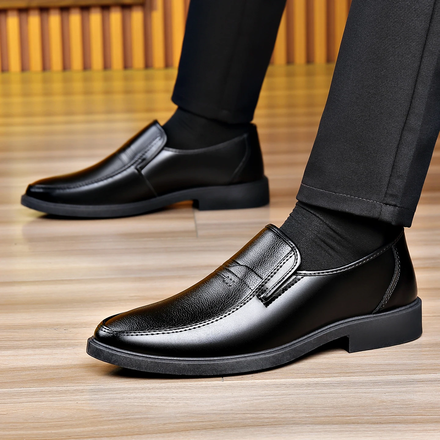 Men's Slip‑on Business Leather - Men Formal Wear Office ulasan dan harga