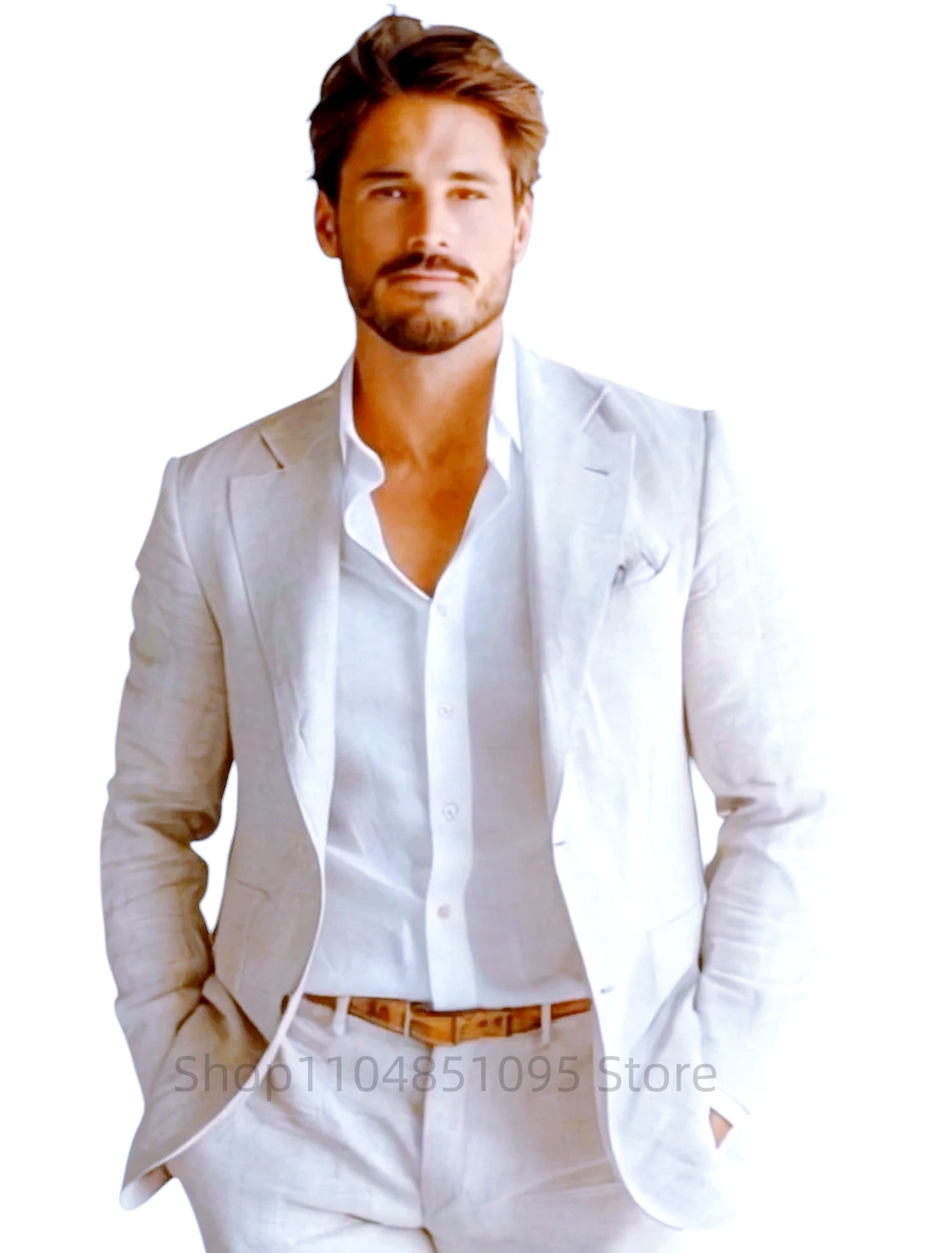 Blue Slim Fit Men's Linen Blaz - Men Formal Wear With Coat ulasan dan harga