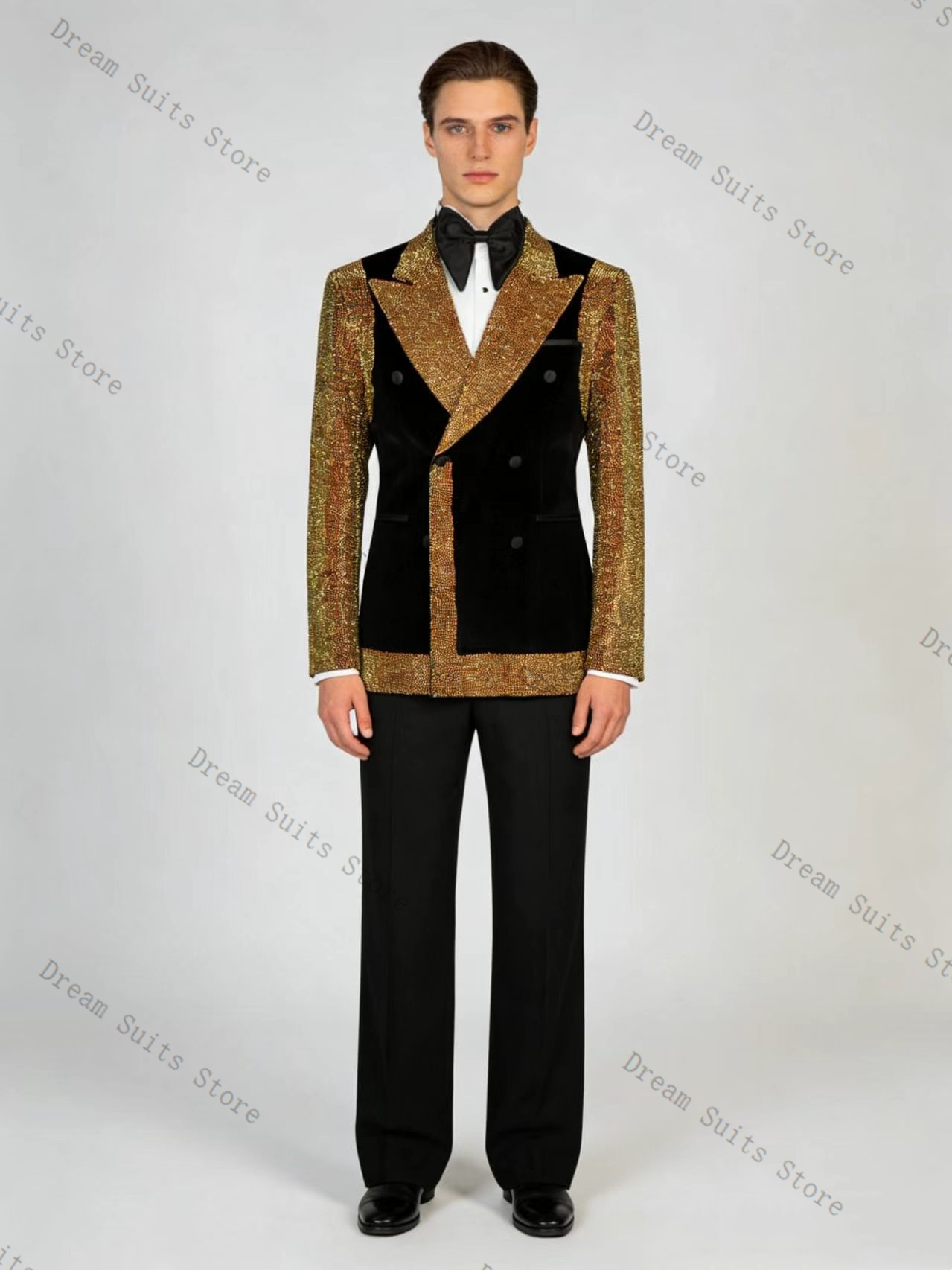 Golden Crystals Men Suit Set 2 - Men Formal Wear With Coat ulasan dan harga